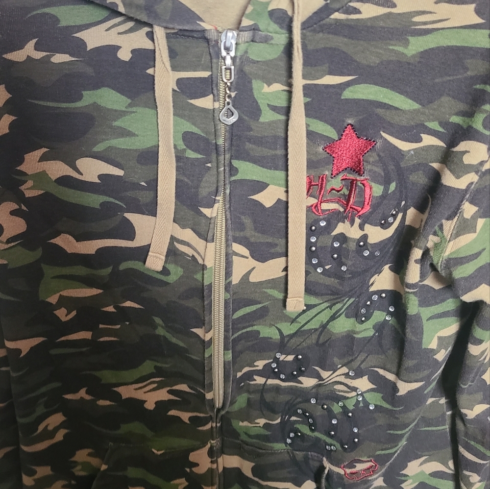 Womens Harley davidson zip up camouflage sweater